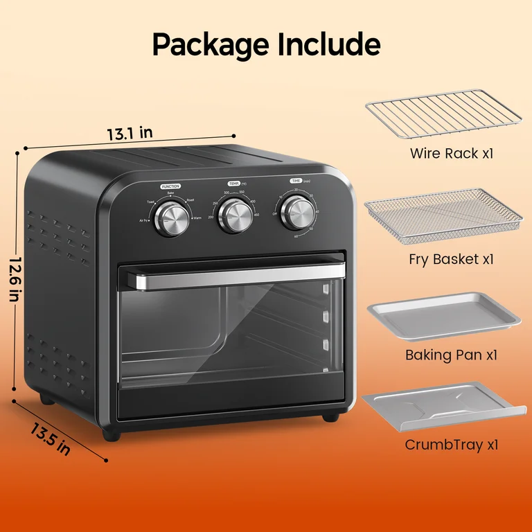 Toaster Oven Air Fryer Combo, 1300W 5 in 1 Convection Oven Countertop, Air Fry, Toast, Bake, Roast and Warm Options, 15QT Capacity, Easy to Clean - Image 5